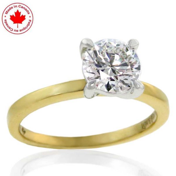 1.00ct Round Brilliant Diamond Solitaire Ring in 14K Yellow Gold - Click Image to Close