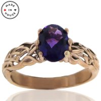 14K Rose Gold Branches Ring with Amethyst Stone