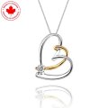 Double Heart 10K Gold and Diamond Pendant