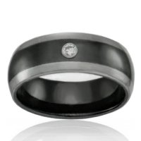 Tungsten 8mm Band with Black Ceramic and Cubic