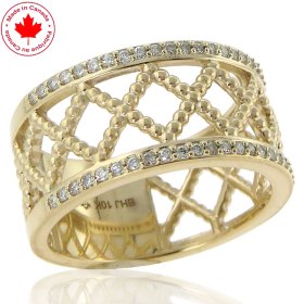(image for) Wide Criss Cross Diamond Ring in 10K Yellow