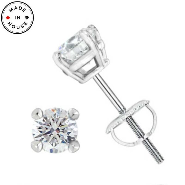 .46ct tw Round Brilliant Cut Diamond Studs in 14K White Gold - Click Image to Close