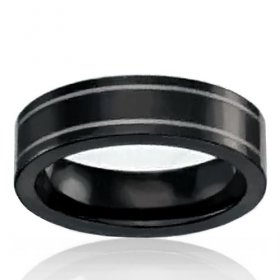 Back Tungsten Double Line 6mm Band