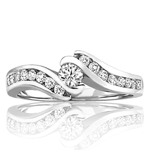 .45ct. tw 14K Diamond Swirl Engagement Ring - Click Image to Close