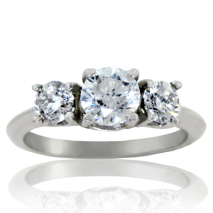 (image for) 0.90ct tw 3 Stone Classic Trinity Diamond Ring