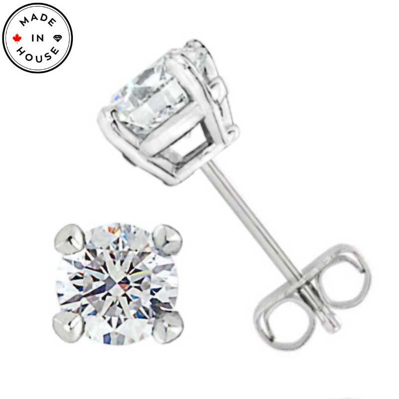 (image for) .64ct tw Round Brilliant Cut Diamond Studs set in 14K White Gold