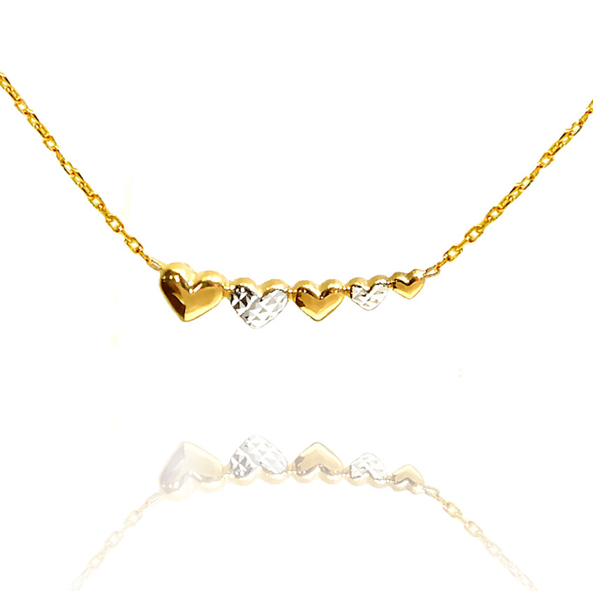 (image for) 10K Gold Two Tone Hearts Necklace