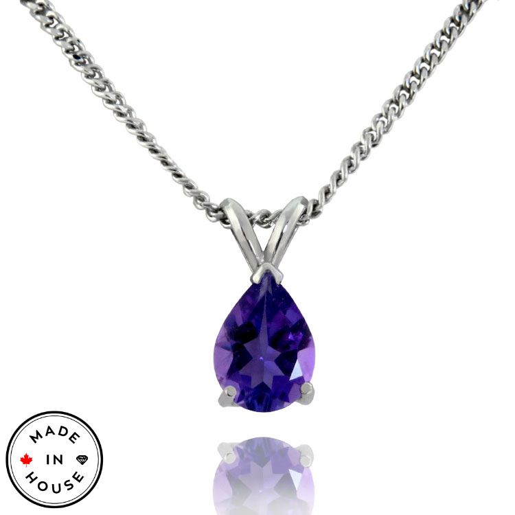 (image for) Pear Shaped Amethyst 10K Pendant with Chain