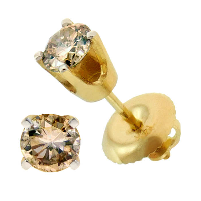 (image for) .50ct tw Champagne Diamond Studs in 14K Yellow Gold