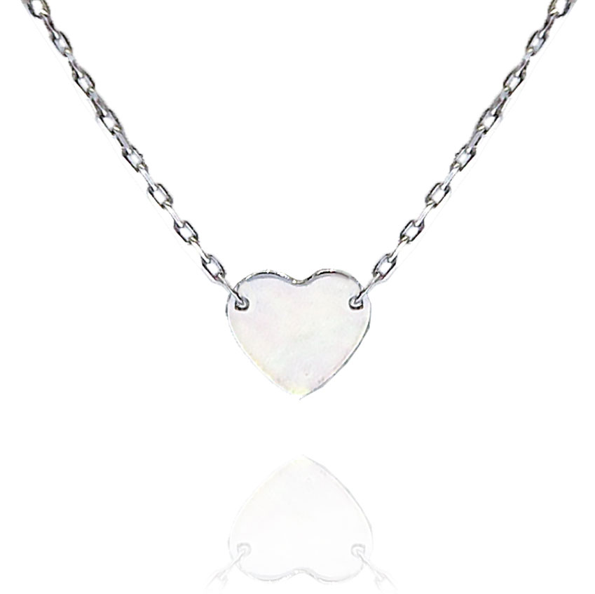 (image for) 10K White Gold Engravable Heart Pendant Necklace