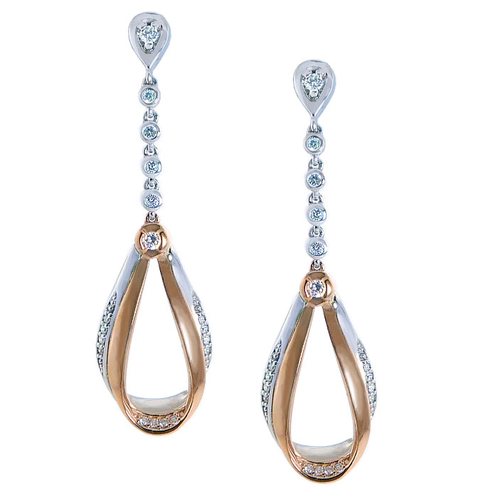 (image for) 0.04ct tw Round Brilliant Canadian Diamond Two Tone Dangle Studs