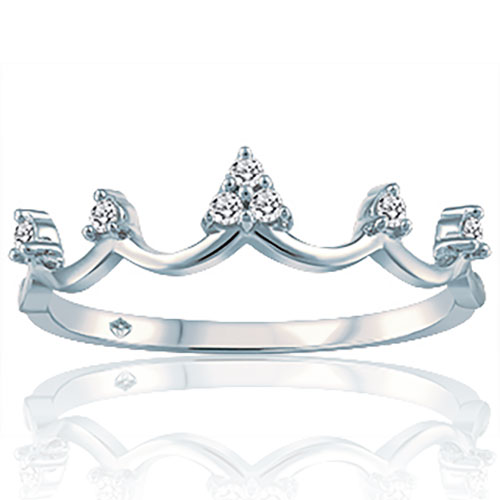 .07ct tw 10K Diamond Crown Ring - Click Image to Close