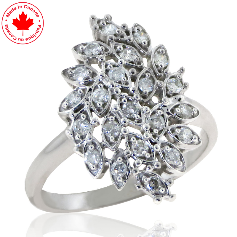 (image for) 0.35ct tw 10K Asymmetric Multi Diamond Ring