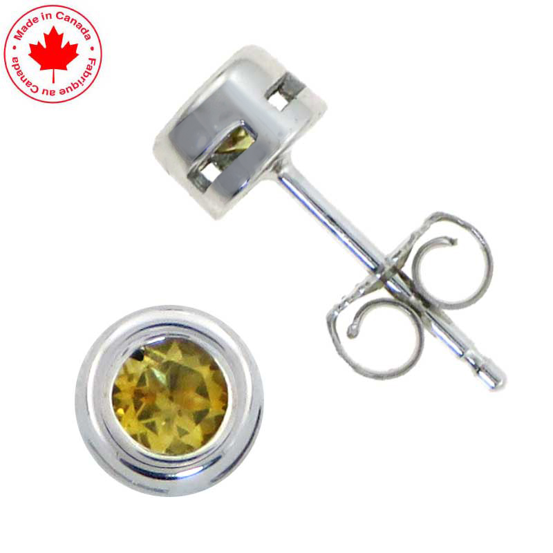 (image for) November Citrine Bezel Set Birthstone Earrings in 10K