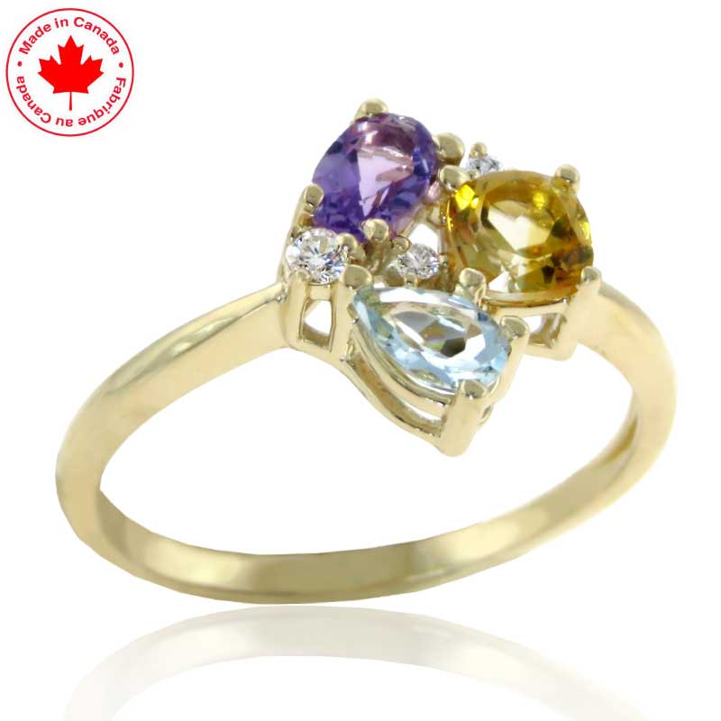 (image for) Gemstone and Diamond Multi-stone Ring in 10K
