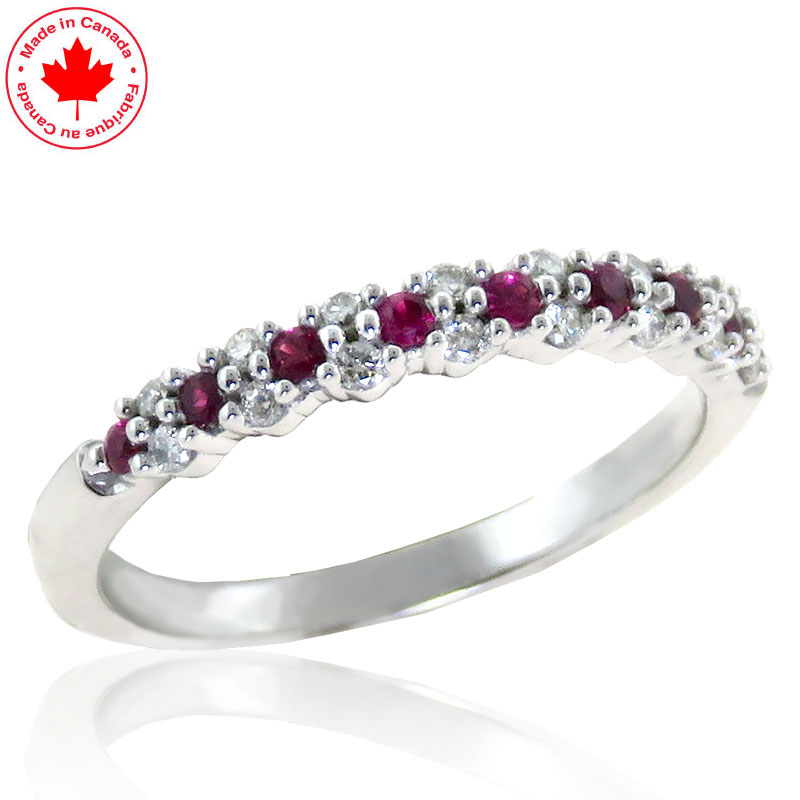(image for) Ruby and Diamond 10K White Gold Band