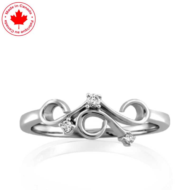 (image for) 10K White Gold Curly Ring with Diamond Accents