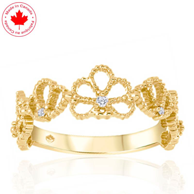 (image for) Scalloped 10K Yellow Gold Diamond Ring