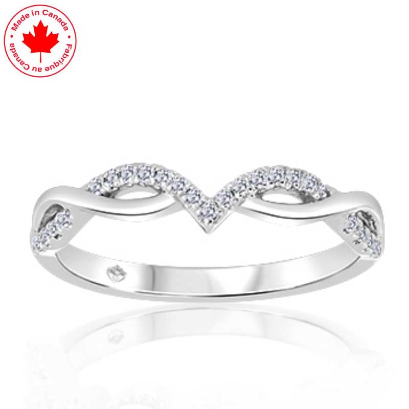 (image for) Pointed Braided Diamond Band in 10K White Gold
