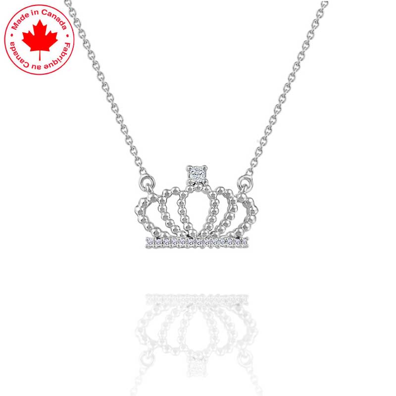 (image for) Diamond Crown Pendant in 10K White Gold