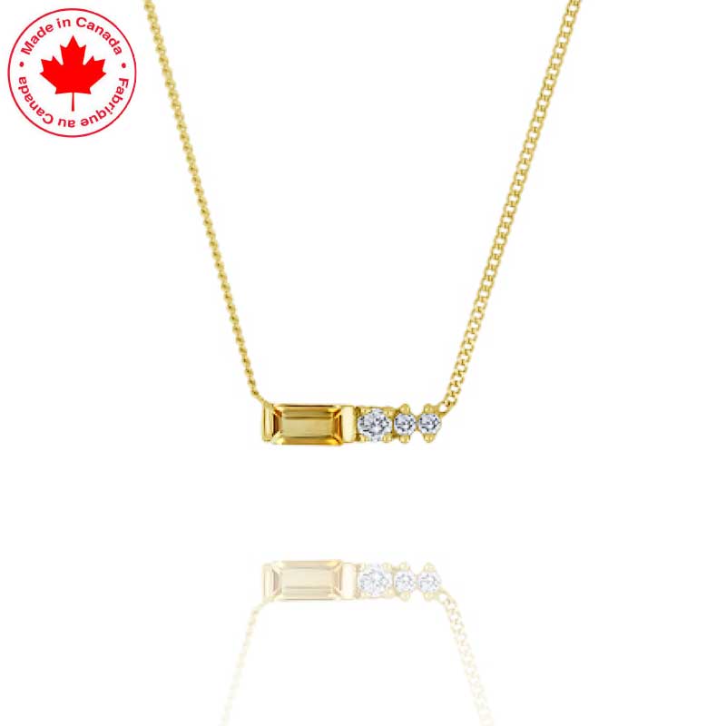 (image for) Diamond and Citrine Horizontal Pendant in 10K Yellow Gold