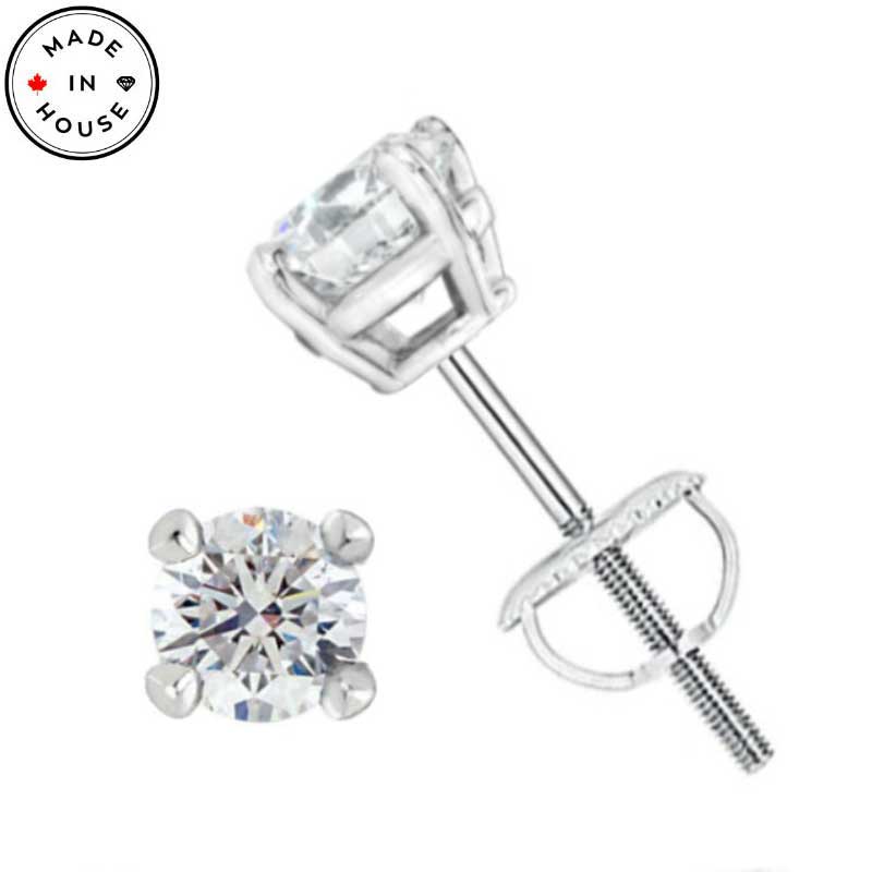 (image for) .46ct tw Round Brilliant Cut Diamond Studs in 14K White Gold