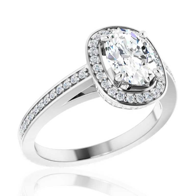 (image for) 1.37ct tw 14K White Gold Diamond Ring Mount for 1.50ct Oval