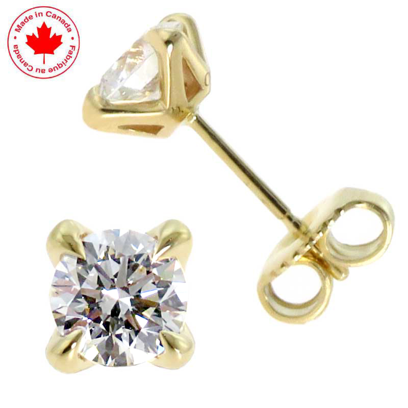 (image for) 1.00ct tw Round Diamond Studs in 14K Yellow Gold