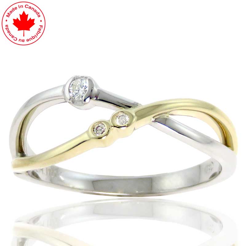 (image for) Two Tone 10K Criss-cross Ring with Diamond Accents