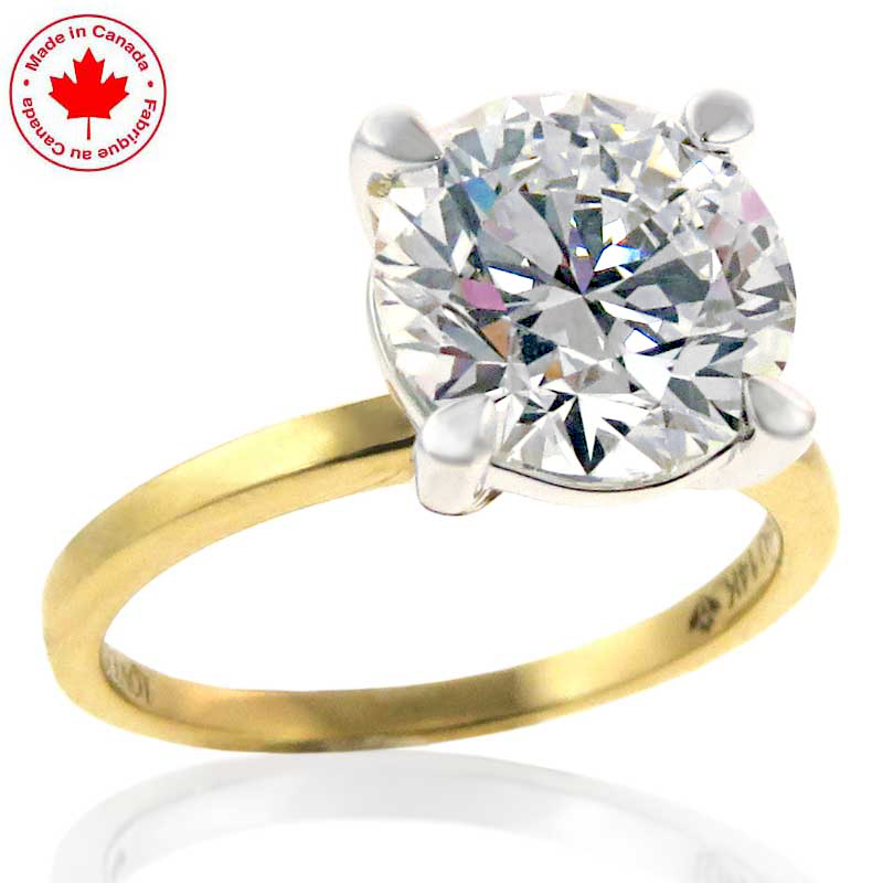 (image for) 3.08ct Diamond Solitaire Ring in 14K White and Yellow