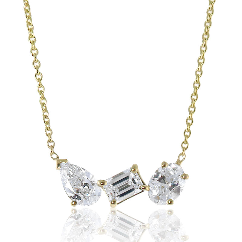 (image for) 0.75 ct tw Multi-Shape Diamond Pendant in 10K Yellow Gold