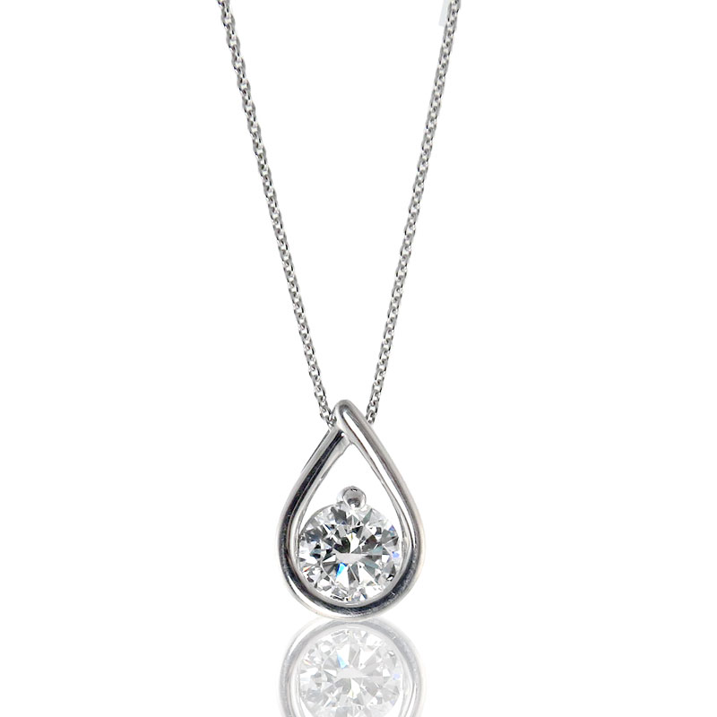 (image for) .50ct Diamond Solitaire Eternity Drop Pendant Necklace