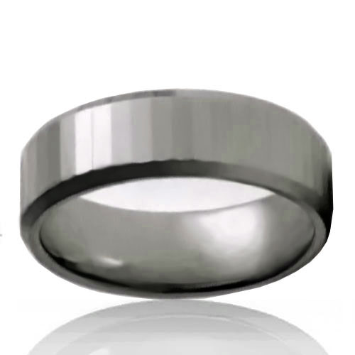 8mm Brushed Step Cut Tungsten Band - Click Image to Close