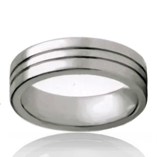 8mm Tungsten Band with Embossed Stripes - Click Image to Close