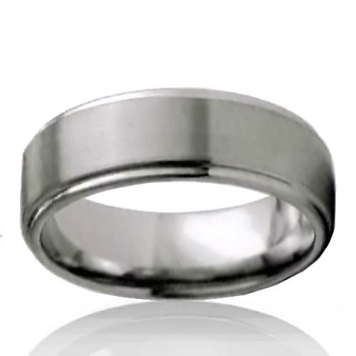 8mm Tungsten Flat Band with Brushed Centre - Click Image to Close