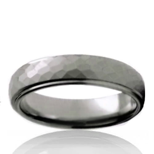 6mm Tungsten Half Round Band with Hammered Finish - Click Image to Close