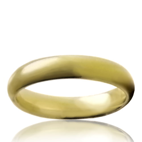 4mm Tungsten Half Dome Band with Gold Finish - Click Image to Close