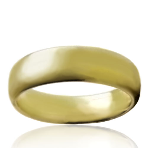 6mm Tungsten Half Dome Band with Gold Finish - Click Image to Close