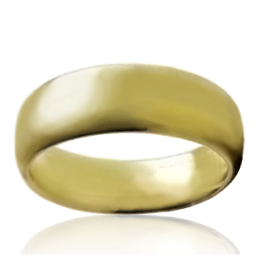 8mm Tungsten Half Dome Band with Gold Finish - Click Image to Close