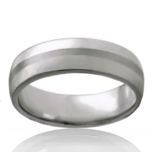 8mm Tungsten Half Dome Band with Brushed Line - Click Image to Close