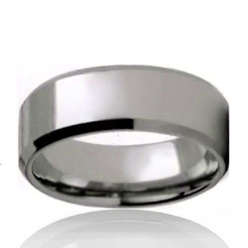 8mm Flat Tungsten Band with Bevelled Edges - Click Image to Close