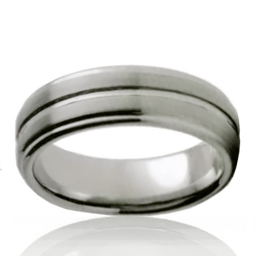 8mm Brushed Tungsten Band with Embossed Stripe - Click Image to Close