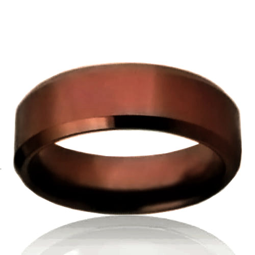 8mm Copper Tungsten Flat Band with Bevelled Edge - Click Image to Close