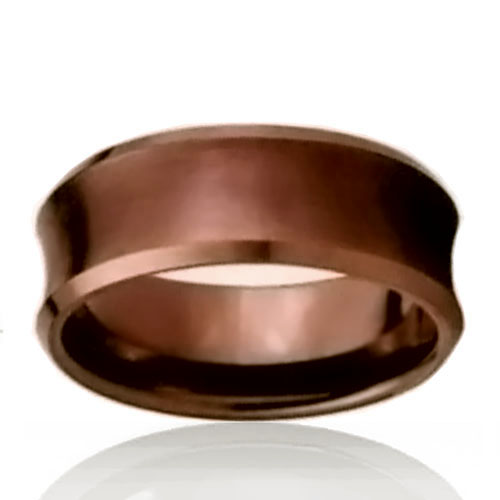 8mm Brushed Copper Tungsten Concave Band - Click Image to Close