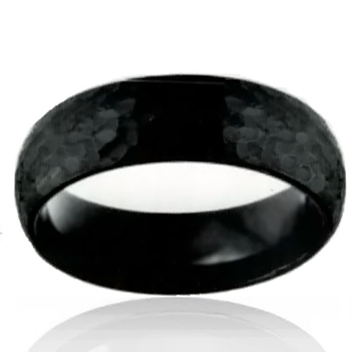 8mm Black Tungsten Hammered Band - Click Image to Close