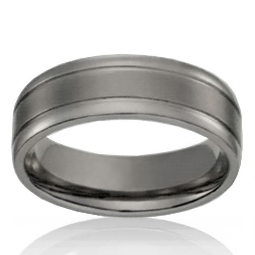 Titanium 7mm Band with a Double Line Design - Click Image to Close