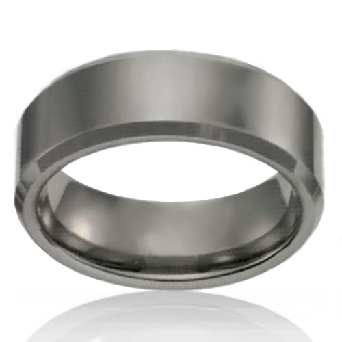 8mm Tungsten Flat Bevelled Edge Band - Click Image to Close