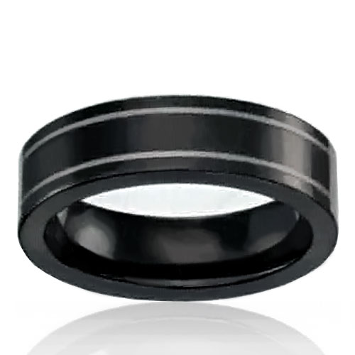 Back Tungsten Double Line 6mm Band - Click Image to Close