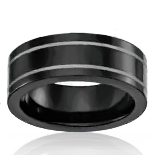 Back Tungsten Double Line 7mm Band - Click Image to Close