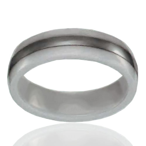 White Ceramic and Single Line Tungsten 6mm Band - Click Image to Close